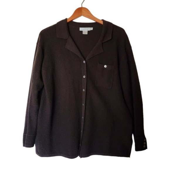 Tweeds Women's Brown 100% Merino Wool Long Sleeve Cardigan Shaket M Medium Jacke - Picture 3 of 16